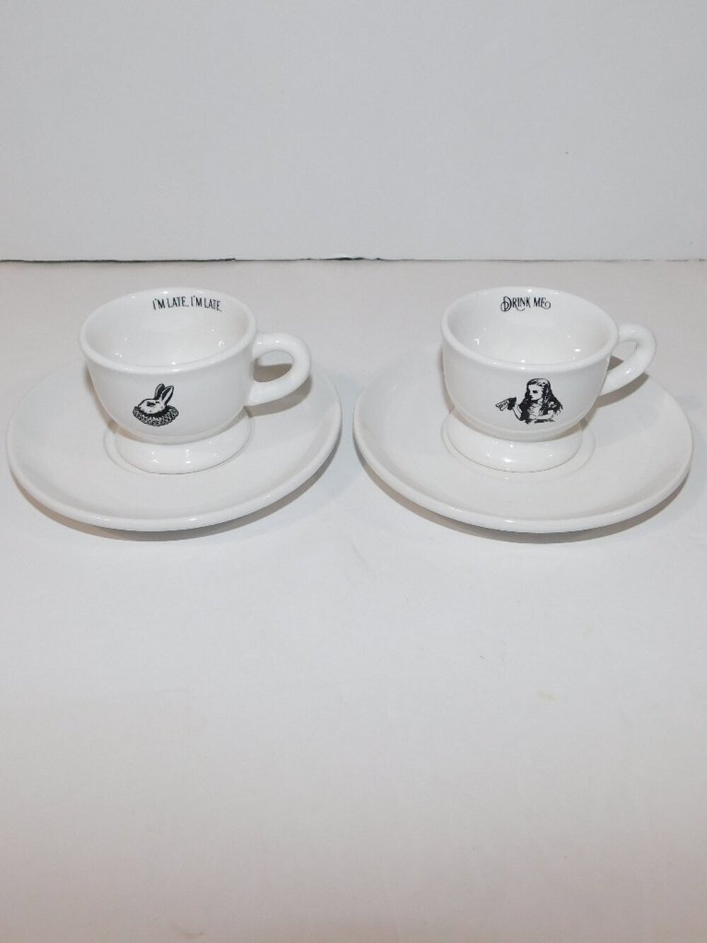 Alice in Wonderland Rabbit Set 2 Mini Teacup and Saucer Modern Gourmet Food